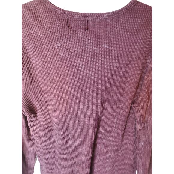 Five Points Industry Waffle Knit Mineral Wash Burgundy Crew Neck Top, NWT, Med - Picture 4 of 7